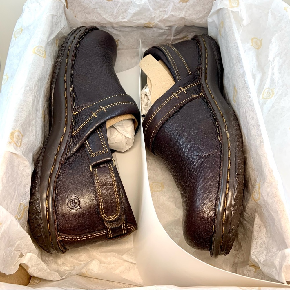 Born NIB NEW Dark Brown Leather Adjustable Lina W82043 Loafers, size 10 EU 42 - Picture 2 of 13